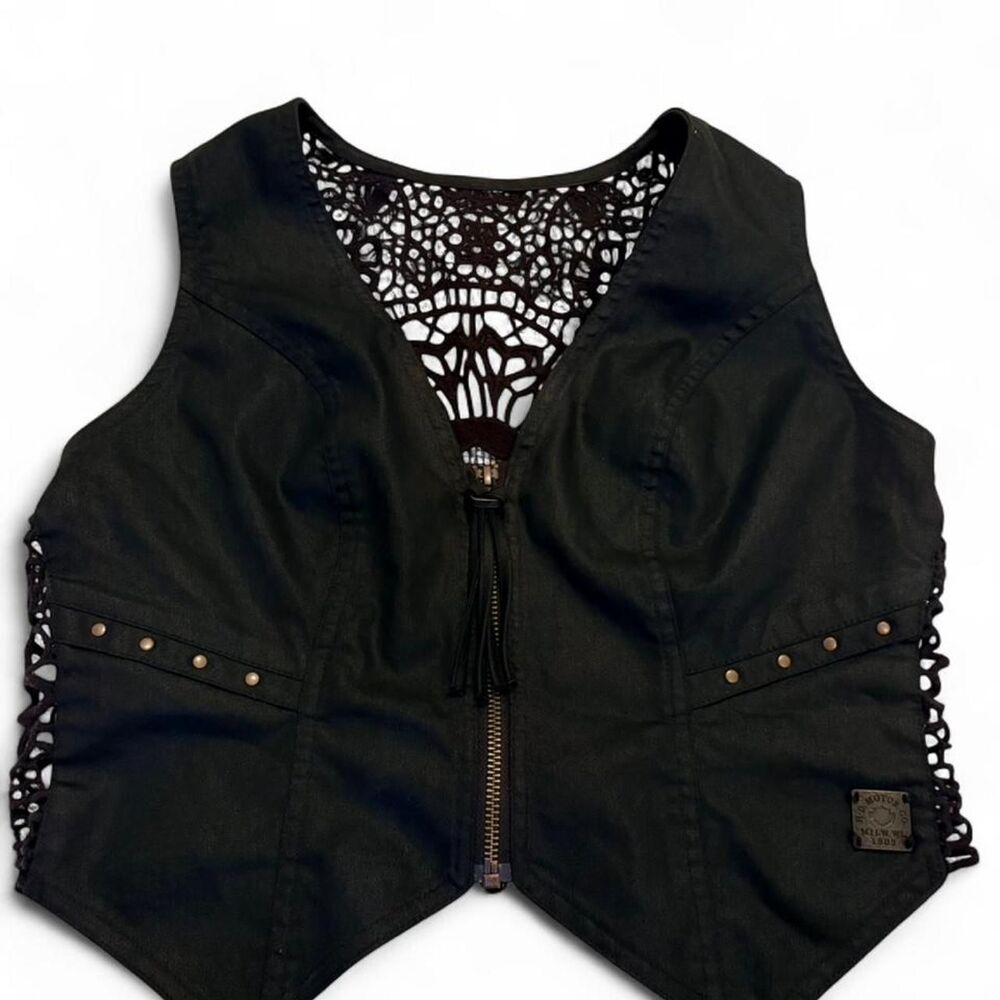 Vintage Harley Davidson Crochet-back Vest